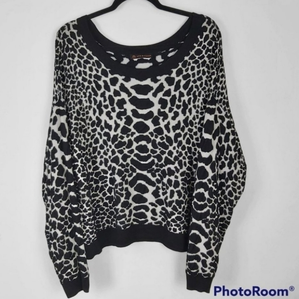 Love & Legend 3D Cowprint  Oversized Knit Sweater sz L/XL